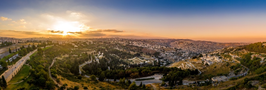 Aerial sunset view of Jerusalem