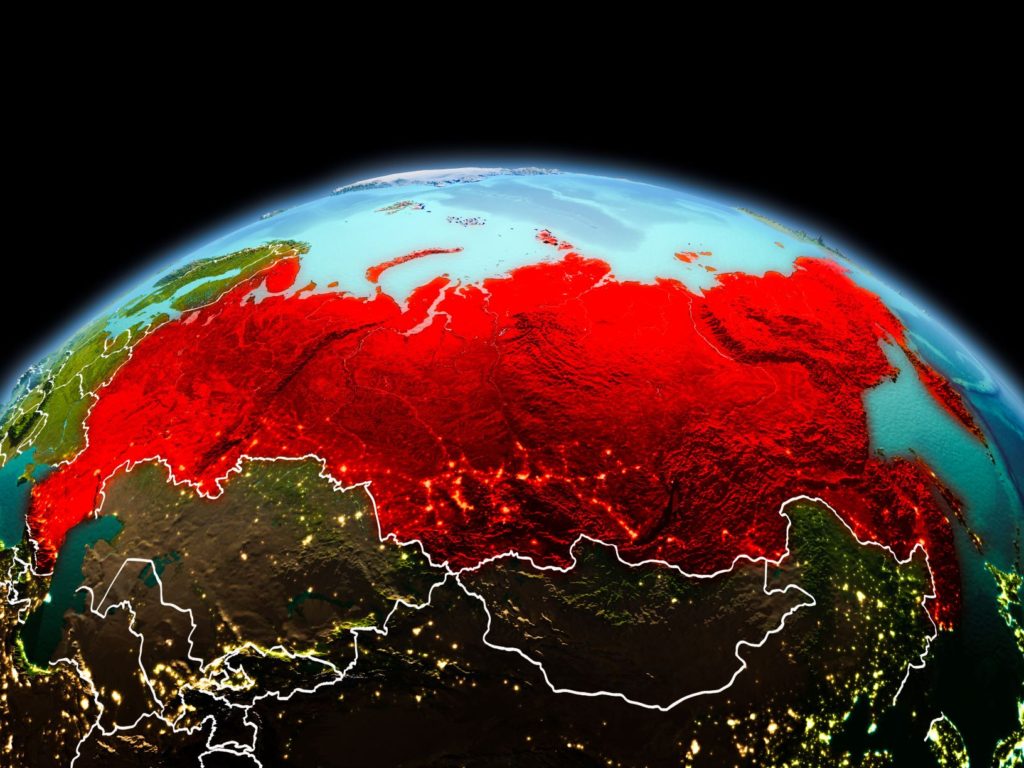 Russia on planet Earth in space